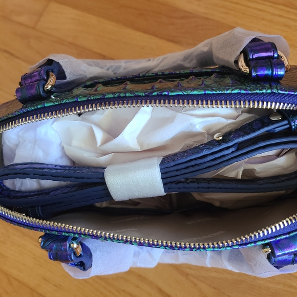NWT Brahmin Royalty Blue and Green Satchel with Luxurious Design - Picture 5 of 6